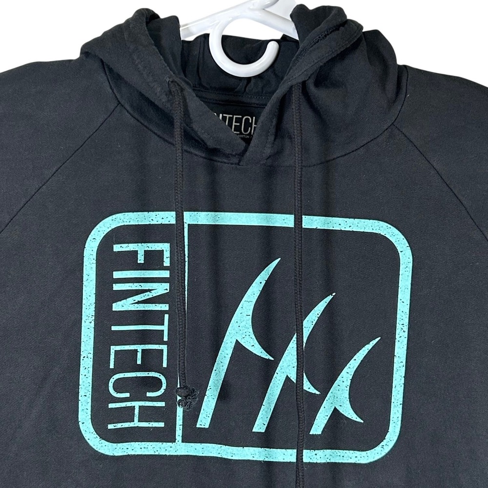 Fintech Point Breeze Hoodie Anthracite Black Teal Graphic Mens Small New
